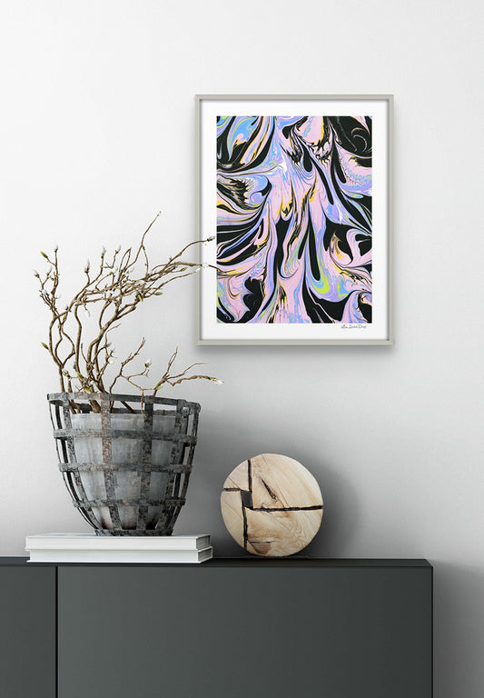 Soul Reach Marbled Painting Print - 14" x 11"