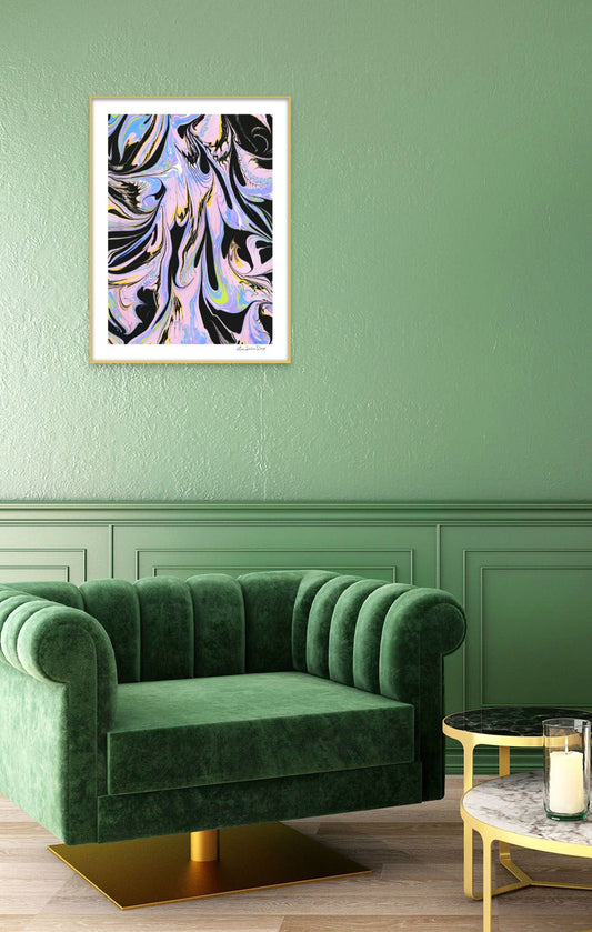 Soul Reach Marbled Painting Print - 24" x 18"