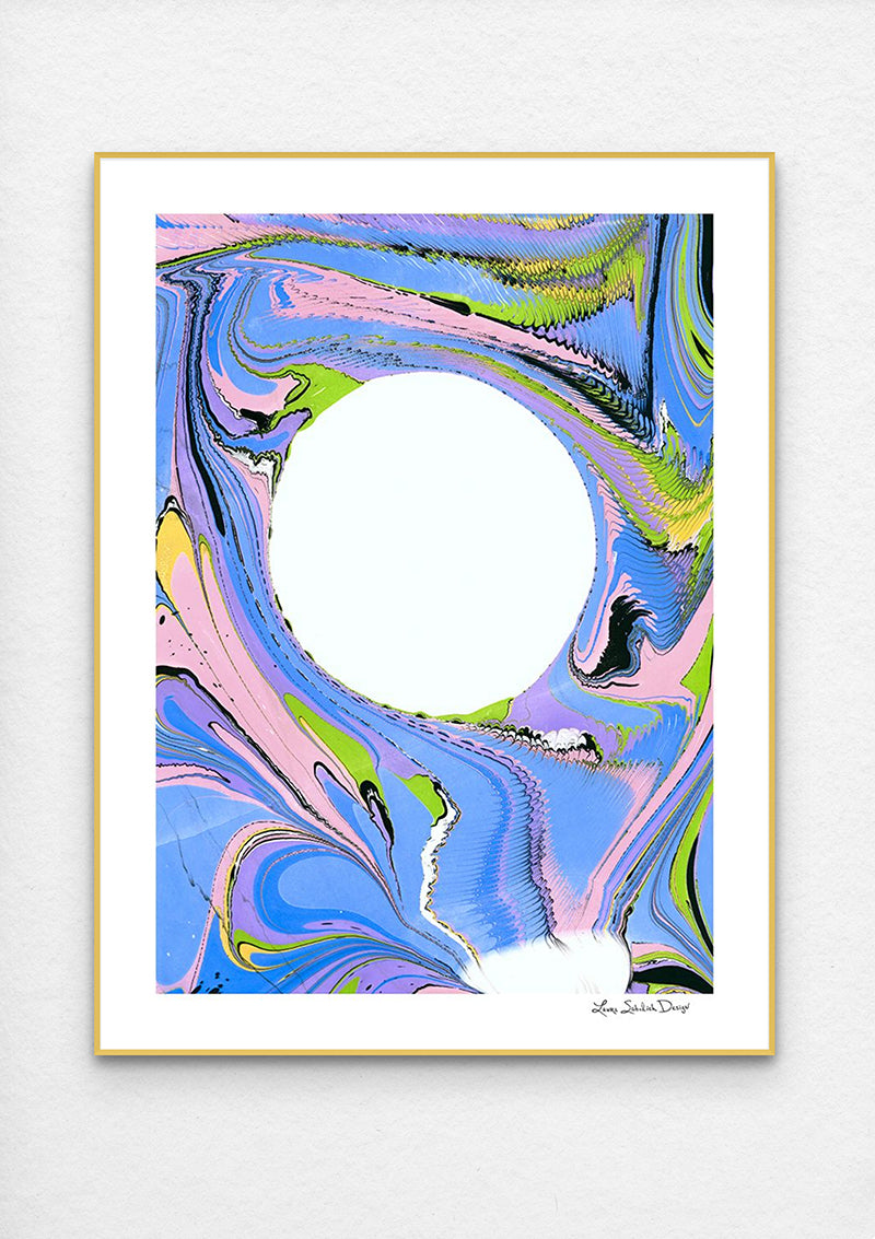 Moon Magic Marbled Painting Print - 24" x 18"