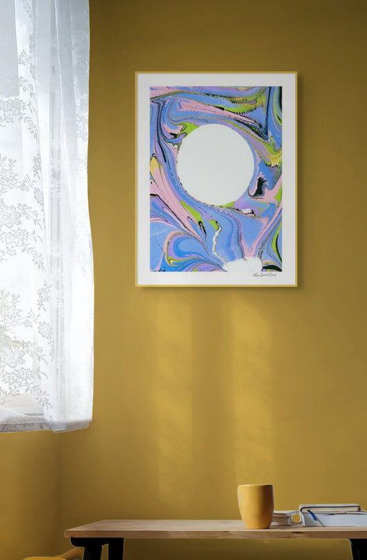 Moon Magic Marbled Painting Print - 24" x 18"