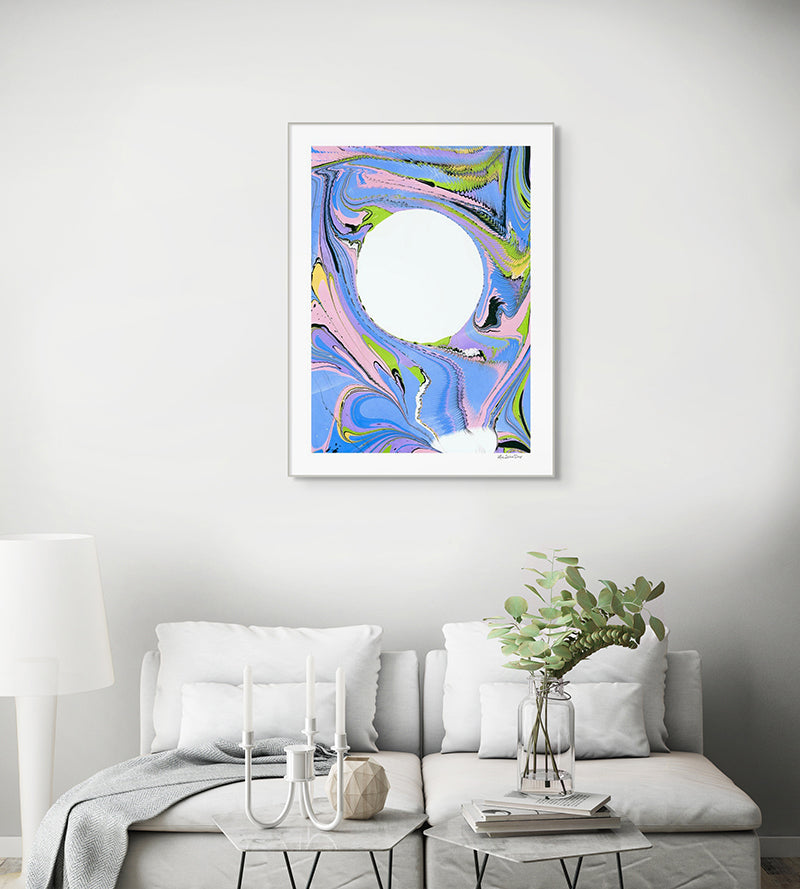 Limited Edition - Moon Magic Marbled Painting Print - 40" x 30"