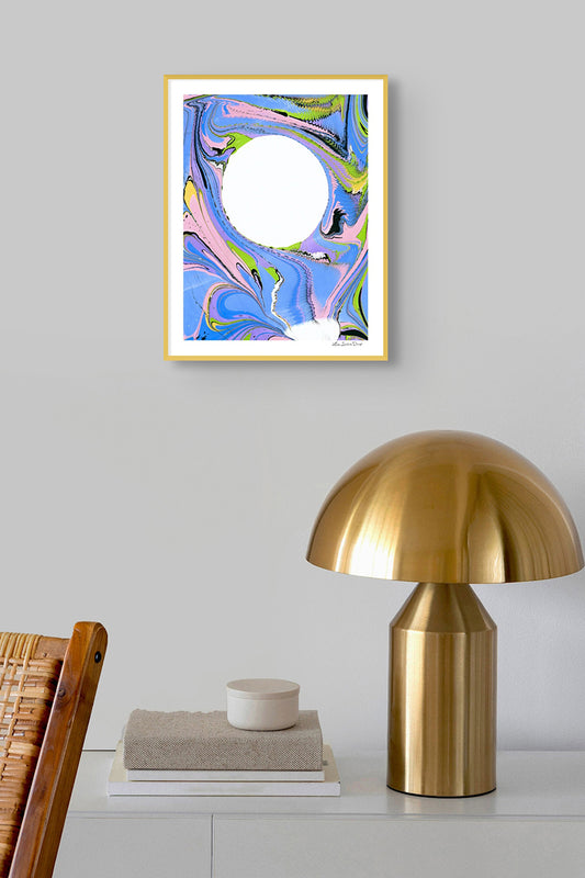 Moon Magic Marbled Painting Print - 9" x 7"