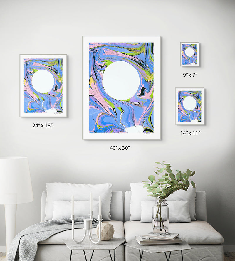 Moon Magic Marbled Painting Print - 9" x 7"