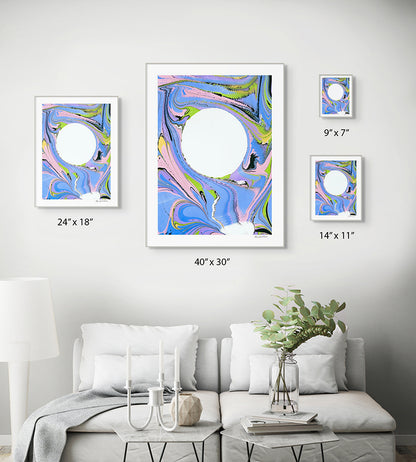 Moon Magic Marbled Painting Print - 9" x 7"